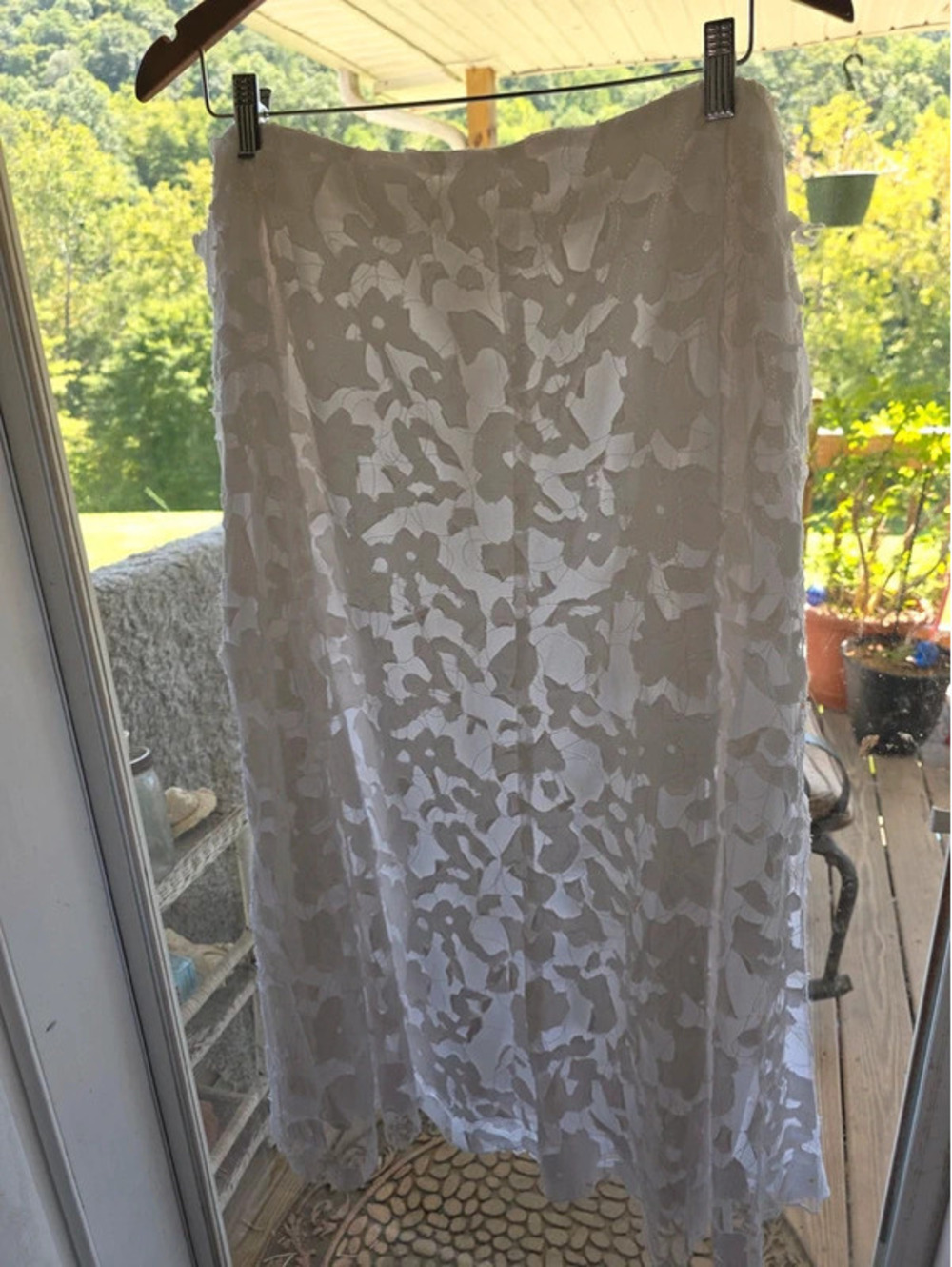 Cato White Textured Ribbon Lace Midi A-Line Skirt 26/28W Lined